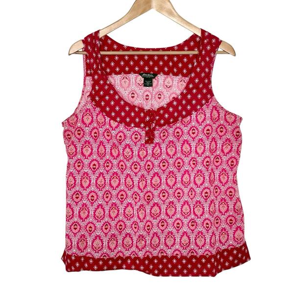 Eddie Bauer Y2K Boho Geometric Print Tank Top Pink Womens XL Colorful Artsy - Picture 1 of 5